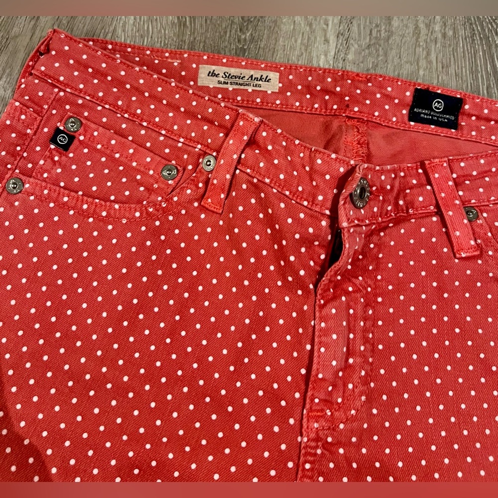 AG Adriano Goldschmied | Women’s Red Polka Dot Skinny Jeans - Picture 6 of 12